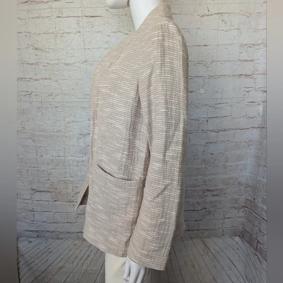 Eileen Fisher Rhythmic Cotton Slub Kimono Jacket in a natural beige color - Picture 8 of 13